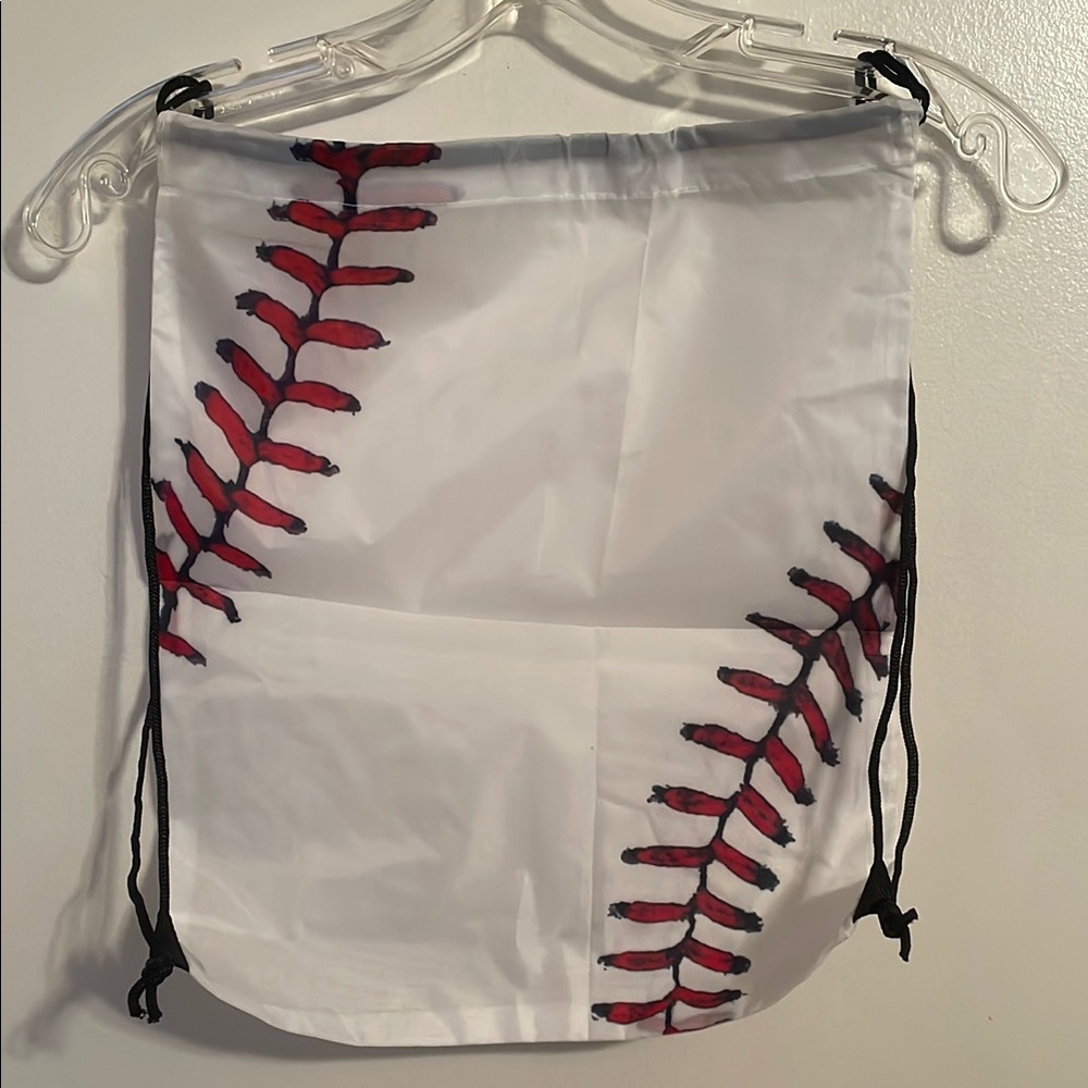 ⚫️⚫️ Baseball Drawstring Bag with Red Baseball Stitching (set of 6)
